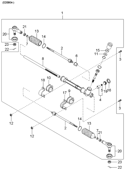 2005 Kia Rio Rubber-Mounting,Housing Diagram for 0K30A32124