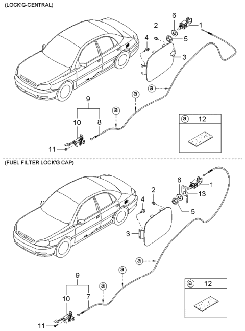 2004 Kia Rio Opener-Fuel Lid Diagram 1