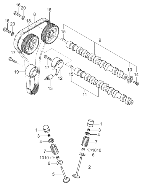 2001 Kia Rio Valve-Intake Diagram for 0K30E12111