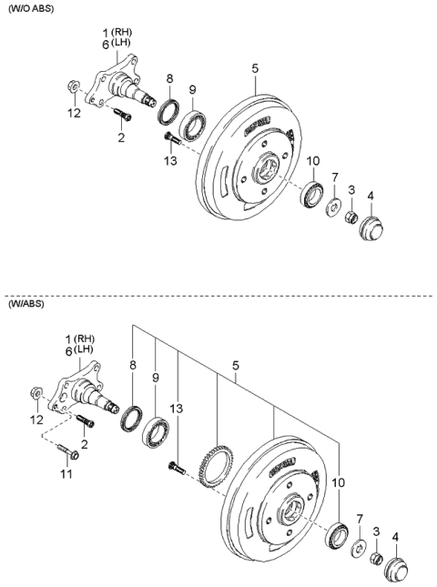2001 Kia Rio Inner Wheel Bearing Diagram for MB00233047