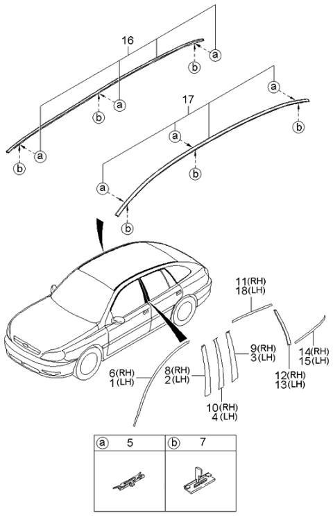 2004 Kia Rio Tape-Control,Pillar NO4 Diagram for 0K30A51994