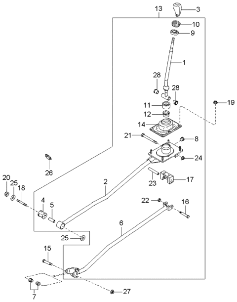 2001 Kia Rio Lever Assembly-Change Diagram for 0K30A46010C
