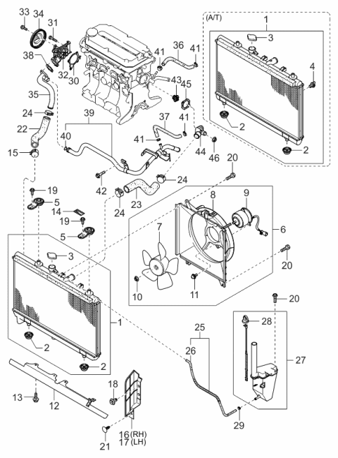 2000 Kia Rio Plug-Radiator Drain Diagram for 2531838000