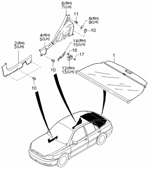 2003 Kia Rio Cover Assembly-Tonner Diagram for 0K34A6888XD08