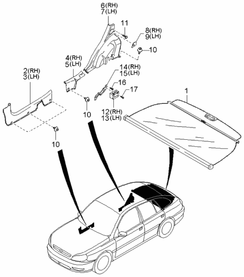 2003 Kia Rio Trim-Tire House, LH Diagram for 0K34A68770E08