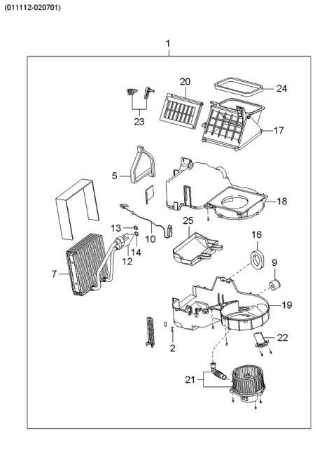 2002 Kia Rio Cooling Unit Diagram for 0K30A61520E