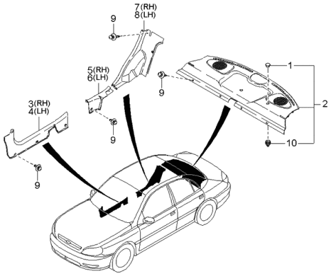 2005 Kia Rio Trim Assembly-Rear Package Diagram for 0K32A68320D78