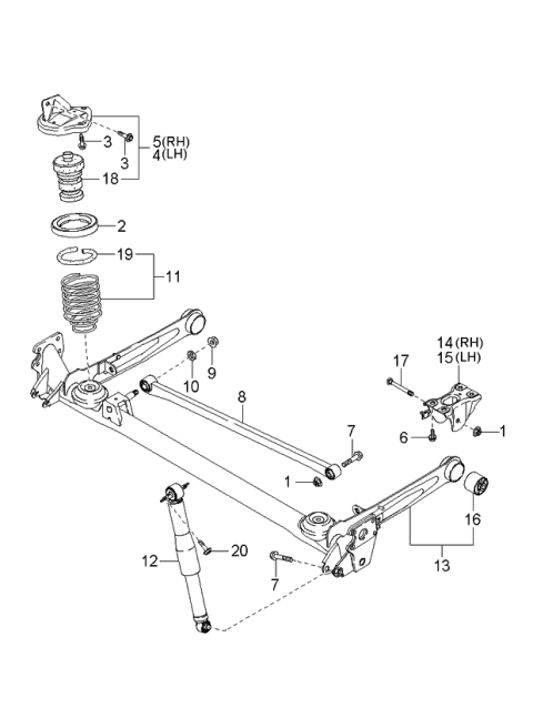 2000 Kia Rio Rear Coil Spring Diagram for 0K3AC28011B