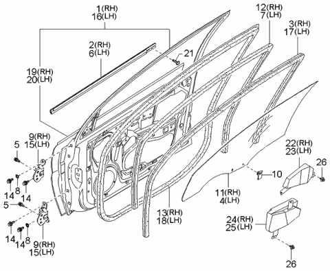 2005 Kia Rio Door-Front Diagram 2