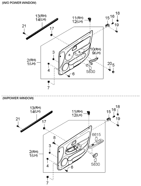 2004 Kia Rio Trim Assembly-Front Door,L Diagram for 82301FD0201B