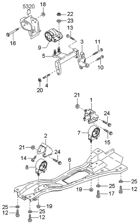 2003 Kia Rio Engine & Transmission Mounting Diagram 2