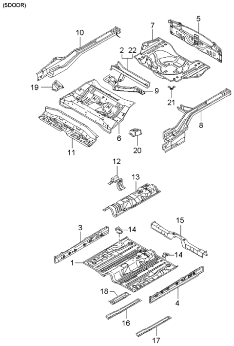 2003 Kia Rio Body Panels-Floor Diagram 2