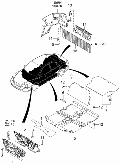 2004 Kia Rio Net-Trunk Floor Diagram for 85790FD010