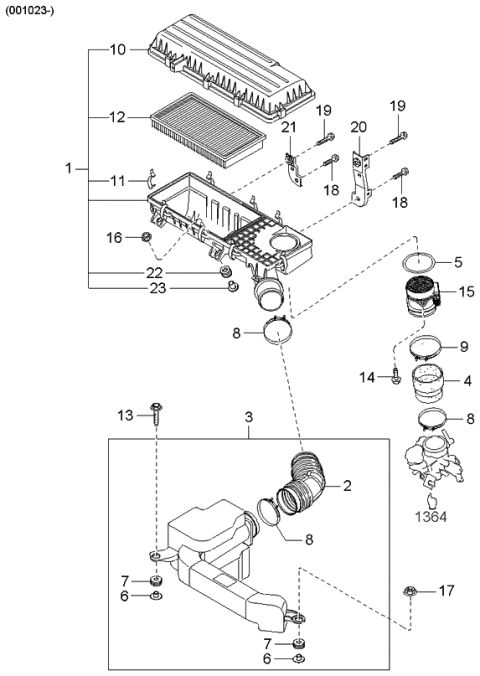 2004 Kia Rio Air Cleaner Diagram 2