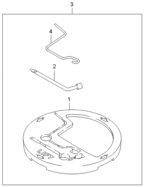 2000 Kia Rio Tool Set Diagram for 0K32A69650