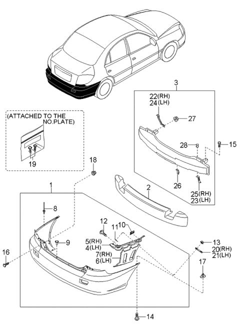 2001 Kia Rio Rear Bumper Diagram 2