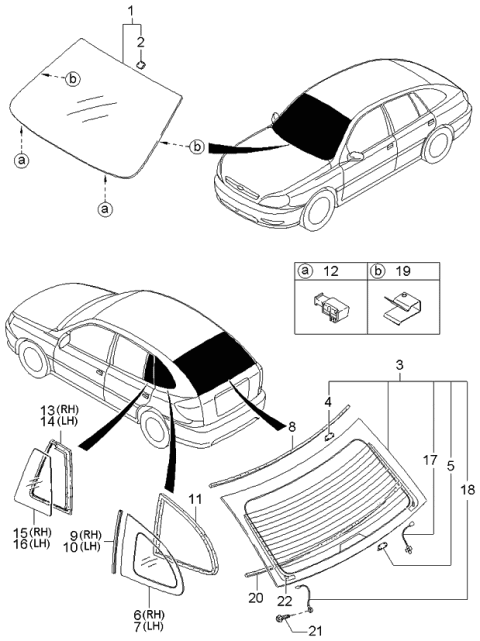 2003 Kia Rio Window Glasses Diagram 2