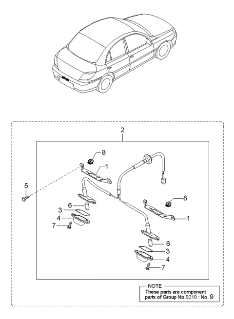 2004 Kia Rio Lamp-Licence Diagram for 0K33C51270