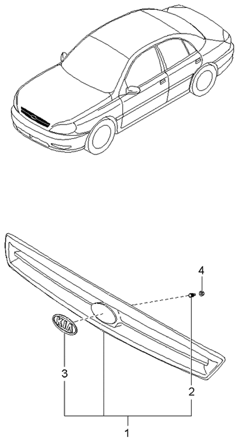 2004 Kia Rio Emblem Diagram for 0K30B51725