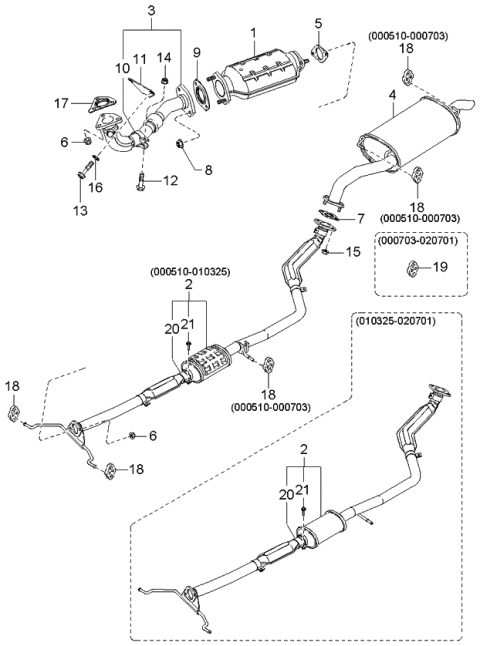 2003 Kia Rio Muffler & Exhaust Pipe Diagram 1