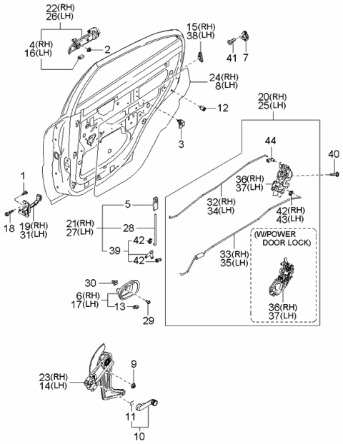 2001 Kia Rio Knob-INLATCH Diagram for 0K30A5831608