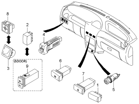 2004 Kia Rio Resistor Assembly Diagram for 0K32A55490