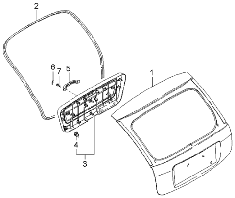 2005 Kia Rio Door Assembly-Back Diagram for 0K34Z62020A