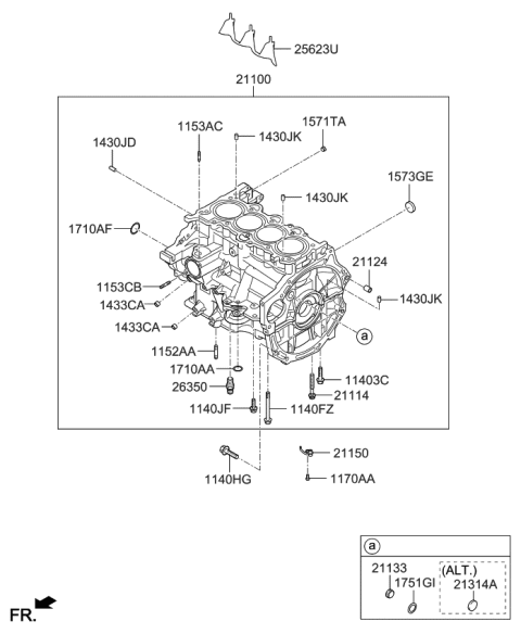 2015 Kia Rio Block Assembly-Cylinder Diagram for 311W32BS00