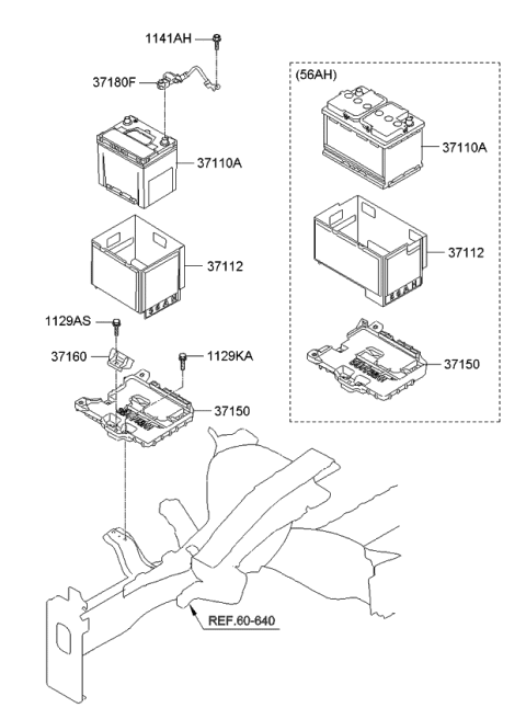 2015 Kia Rio Battery Sensor Assembly Diagram for 371801W500