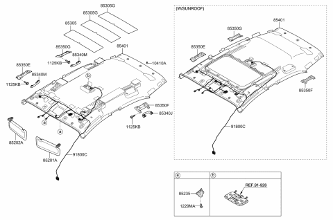 2012 Kia Rio Sunvisor & Head Lining Diagram