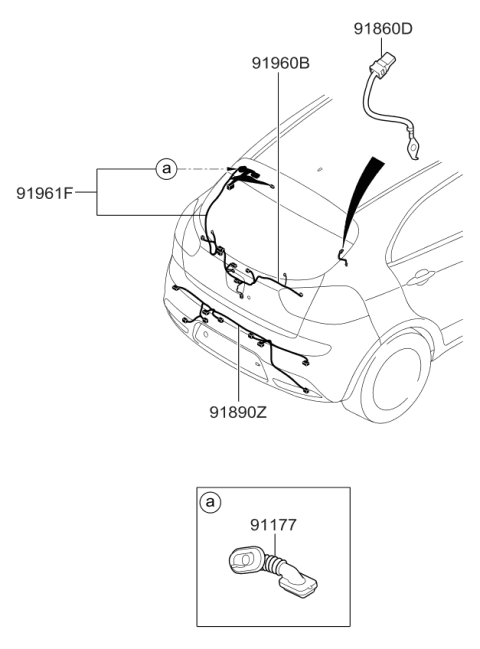 2012 Kia Rio Wiring Assembly-Tail Gate Diagram for 916811W030