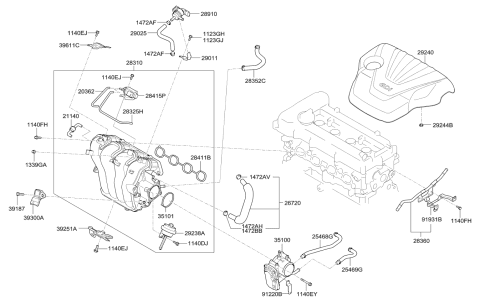 2012 Kia Rio Hose B Assembly-Water Diagram for 254692B600