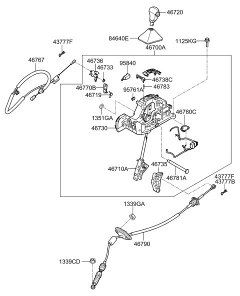 2014 Kia Rio Shaft-Shift Lock Diagram for 467381W100