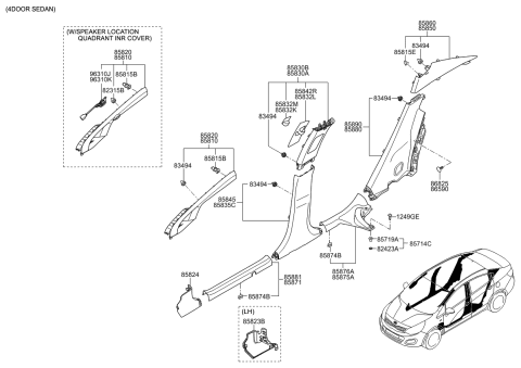 2012 Kia Rio Clip-Trim Mounting Diagram for 858593S000