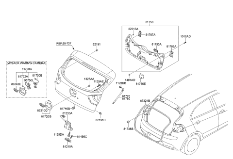 2013 Kia Rio Tail Gate Trim Diagram