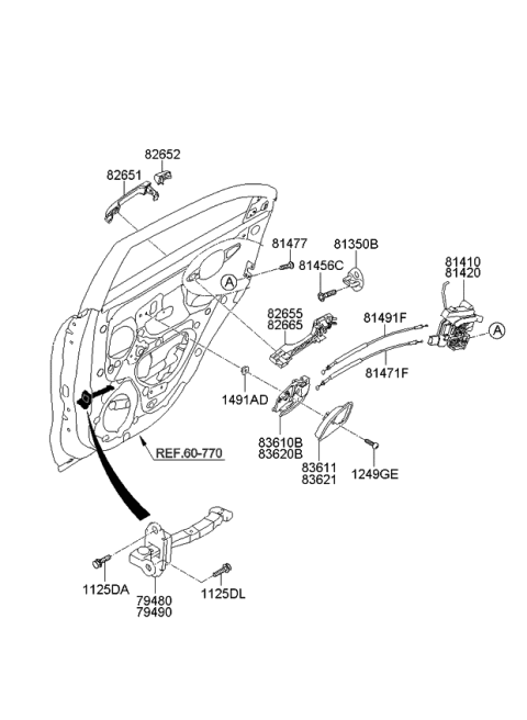 2014 Kia Rio Housing-Rear Door Inside Handle Diagram for 836111W000DCM