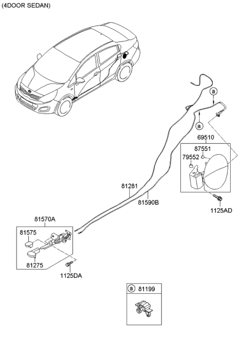 2014 Kia Rio Catch & Cable Assembly-F Diagram for 815901W200