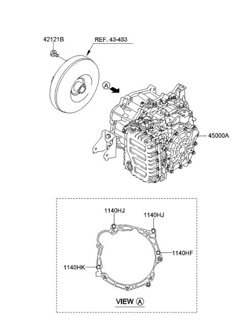 2013 Kia Rio Auto TRANSAXLE & TORQUE/CONVENTIONAL Assembly Diagram for 4500026124