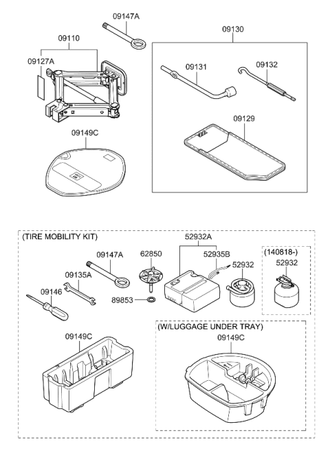 2012 Kia Rio Case-Tool Diagram for 0914902001