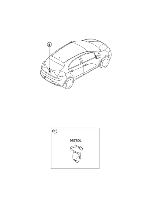 2013 Kia Rio Camera Assembly-Back View Diagram for 957601W500ABT