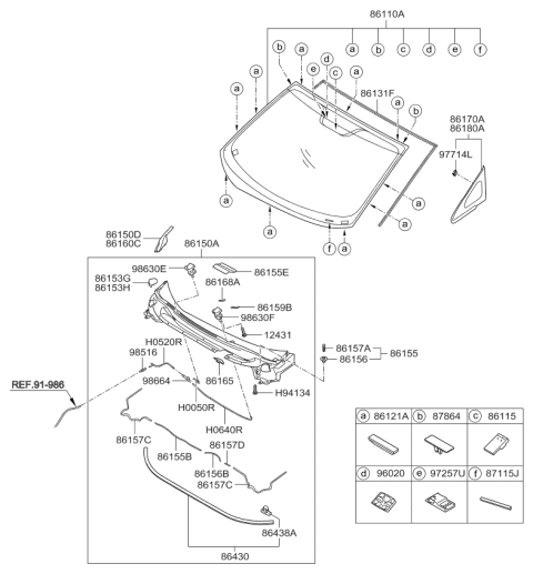 2014 Kia Rio Front Windshield Washer Nozzle Assembly, Left Diagram for 986303X000