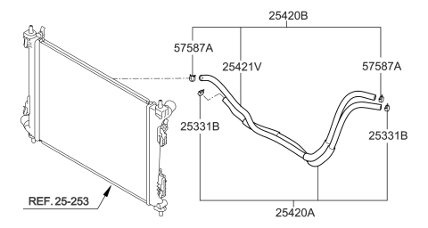 2013 Kia Rio Hose-Oil Cooler Diagram for 254211R100