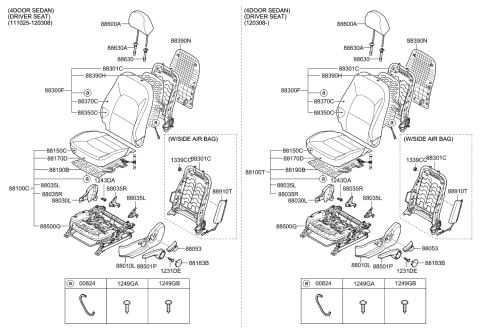 2015 Kia Rio Front Seat Cushion Passenge Covering Diagram for 881601W010BBW