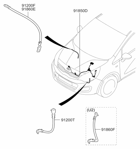 2015 Kia Rio Wiring Assembly-Engine Ground Diagram for 918601W200