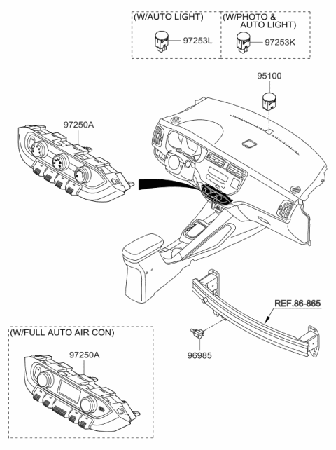 2013 Kia Rio Control Assembly-Heater Diagram for 972501W061