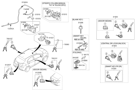 2014 Kia Rio Ignition Lock Cylinder Diagram for 819001WK00