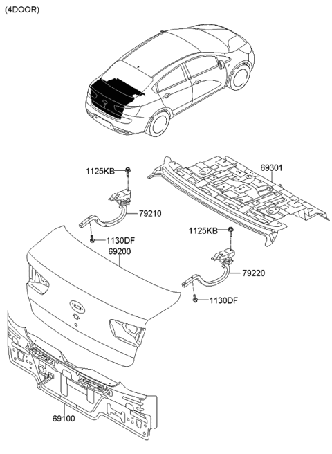 2014 Kia Rio Panel Assembly-Back Diagram for 691001W210