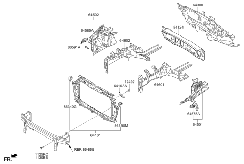 2014 Kia Rio Fender Apron & Radiator Support Panel Diagram