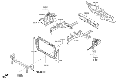 2015 Kia Rio Fender Apron & Radiator Support Panel Diagram