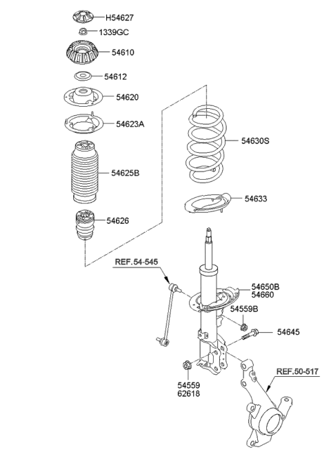 2015 Kia Rio Pad-Front Spring Lower Diagram for 546333X000